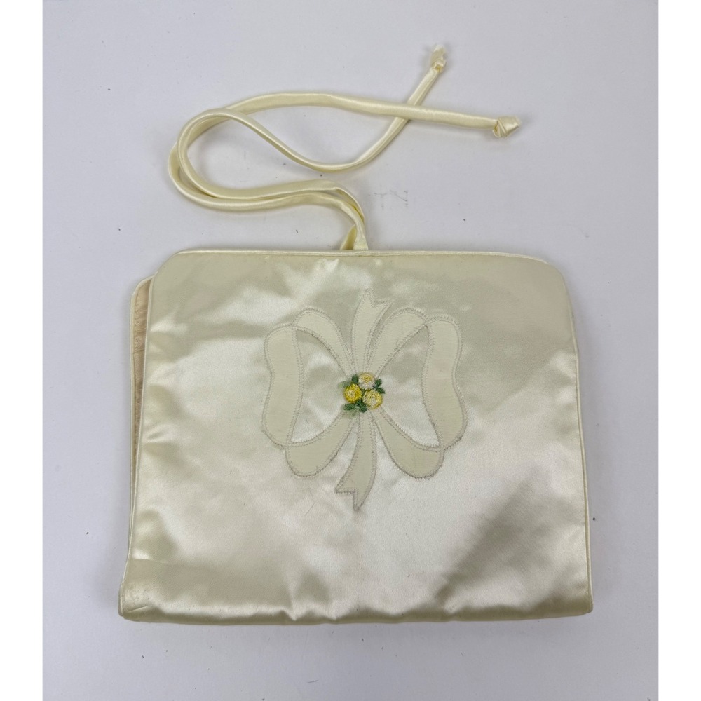 Vintage The Galante Studio Satin Jewelry Lingerie Organizer Ivory Embroidered
